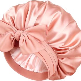 Double Layer Satin Silk Bonnet with Tie Band - Night Cap for Curly & Straight Hair