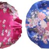 Pack of 2 Soft Satin Sleep Caps - Wide Band Salon Style Night Hat for Hair Care & Make-Up