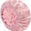 Triple Layer Reusable Bathing Cap - Extra Large Waterproof Shower Cap for Long Hair, Adjustable, Pink