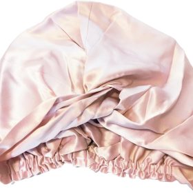 Mulberry Silk Bonnet for Sleeping - Adjustable Elastic Band, Light Pink