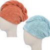 2 Pack Microfiber Hair Drying Turban - Fast Drying Towel Wrap for Long Hair, Absorbent Cap